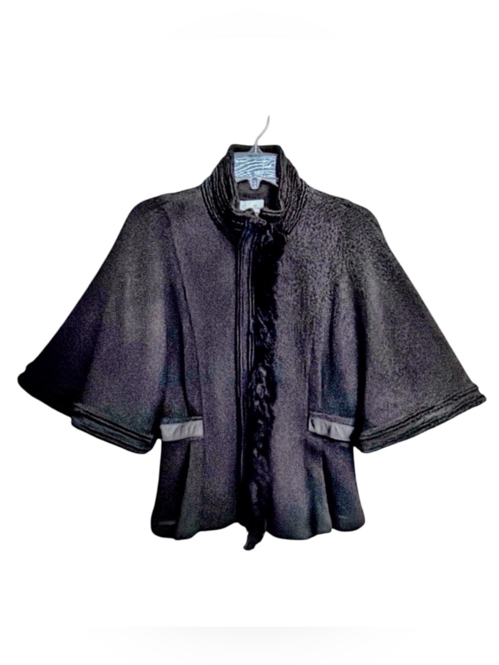 Stacy Reese Sculptural Poncho Jacket | Textured Black | Avant-Garde Design